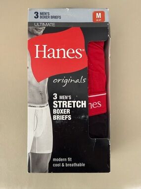 Hanes Originals Men’s Stretch Boxer Briefs 3 Pack Size M (32-34”) Cotton Blend